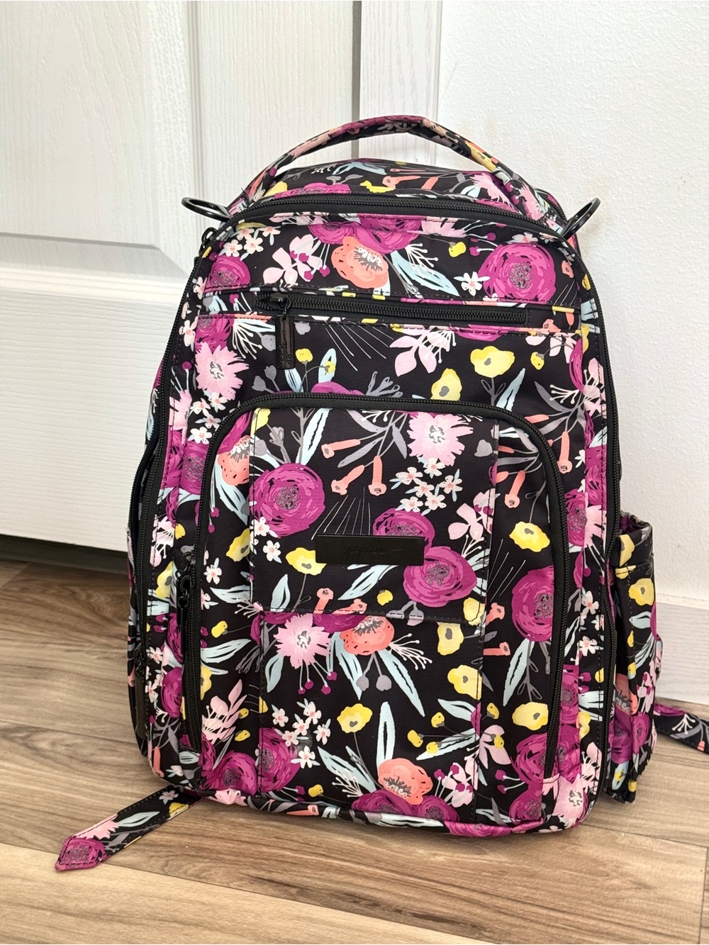Jujube Black and Bloom Be Right Back Backpack Diaper bag with custom gussets